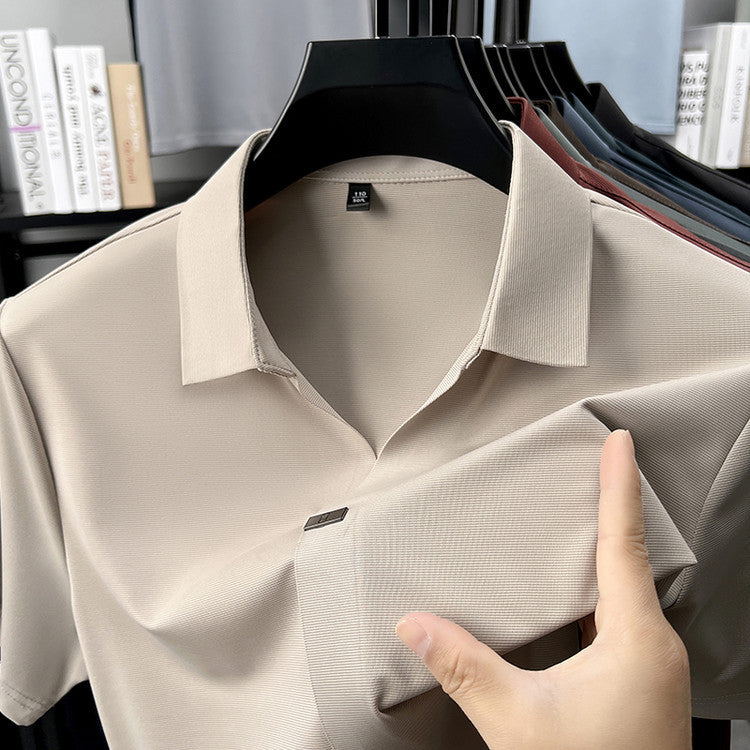 Blusa polo sin arrugas transpirable con solapa para hombre