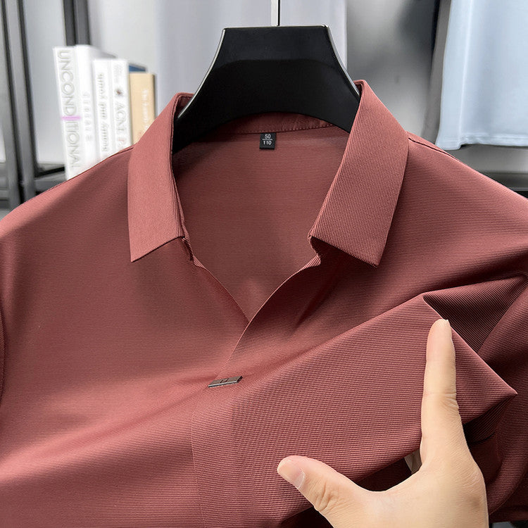 Blusa polo sin arrugas transpirable con solapa para hombre