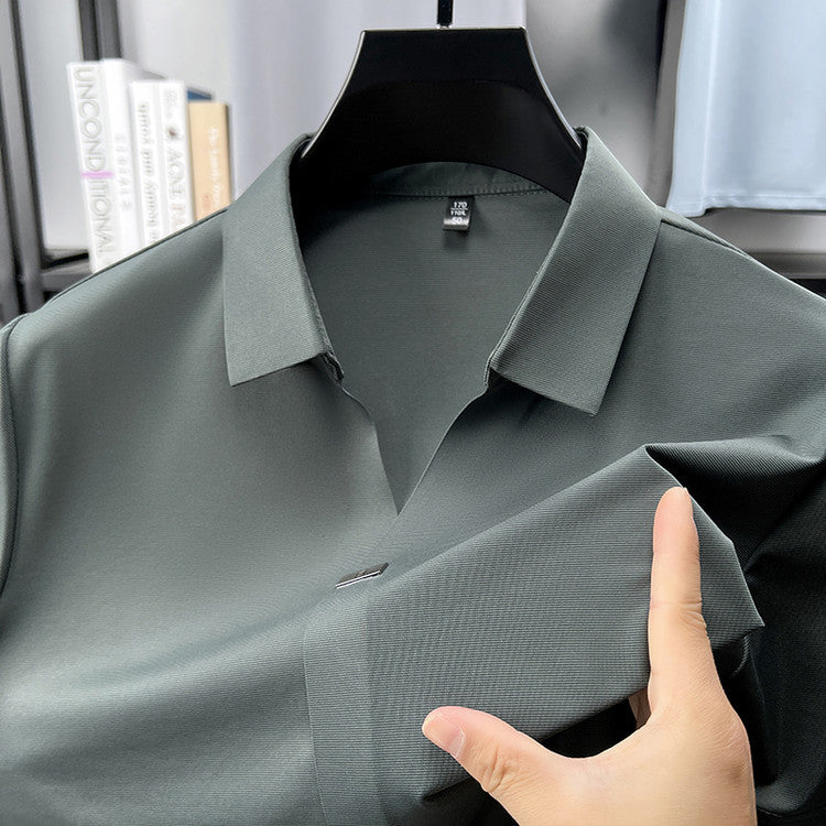 Blusa polo sin arrugas transpirable con solapa para hombre
