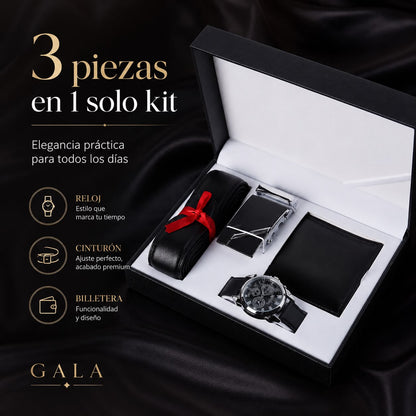 Reloj de alta gama con correa de cuero + Kit Cartera y cinturón incluidos.