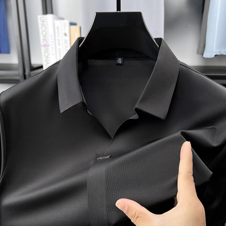 Blusa polo sin arrugas transpirable con solapa para hombre