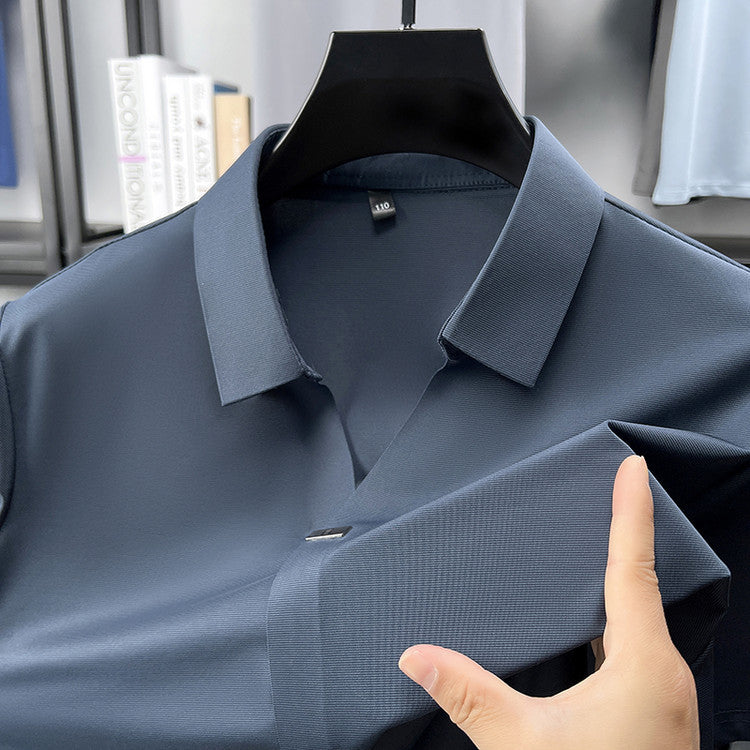 Blusa polo sin arrugas transpirable con solapa para hombre