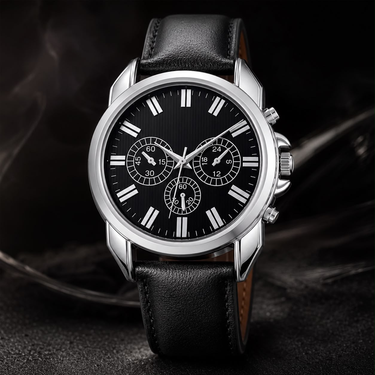 Reloj de alta gama con correa de cuero + Kit Cartera y cinturón incluidos.