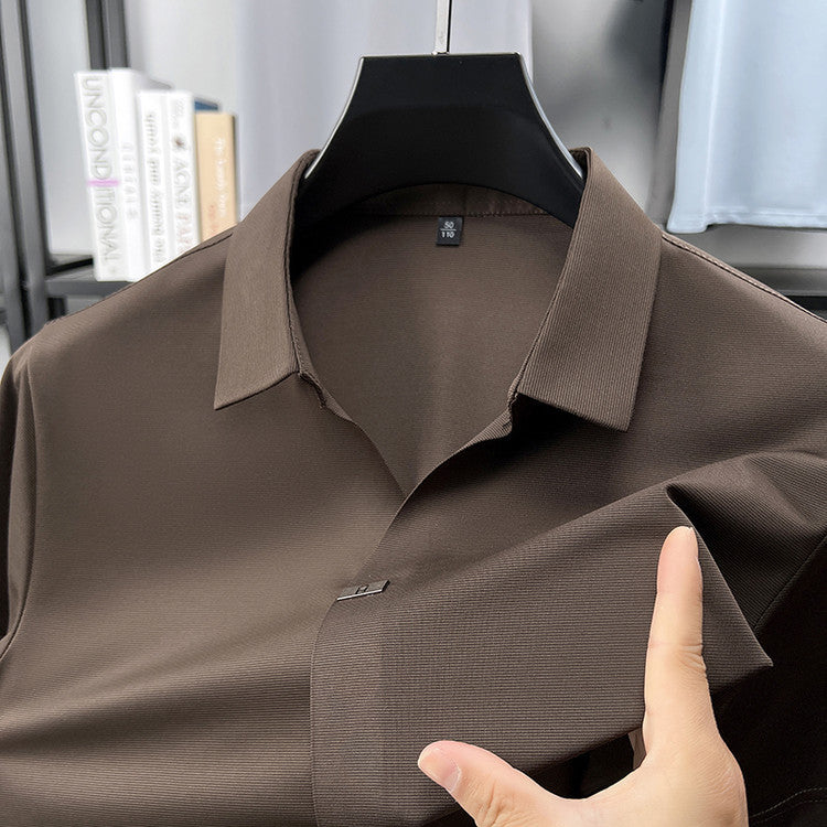 Blusa polo sin arrugas transpirable con solapa para hombre