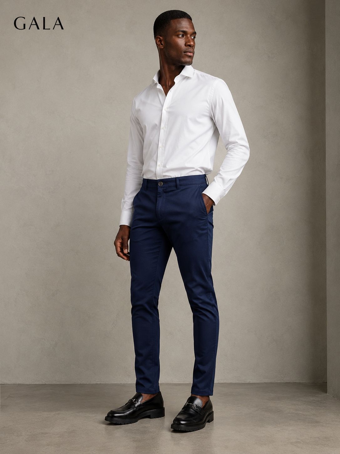 Pantalones de sarga de algodón europeu y elastano