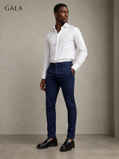 Pantalones de sarga de algodón europeu y elastano