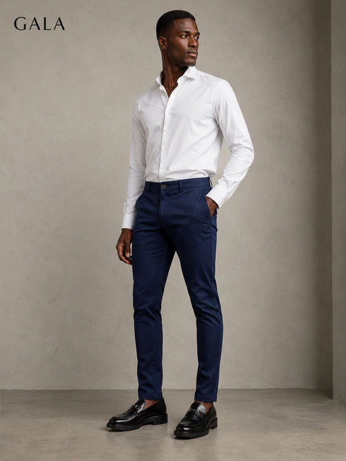 Pantalones de sarga de algodón europeu y elastano