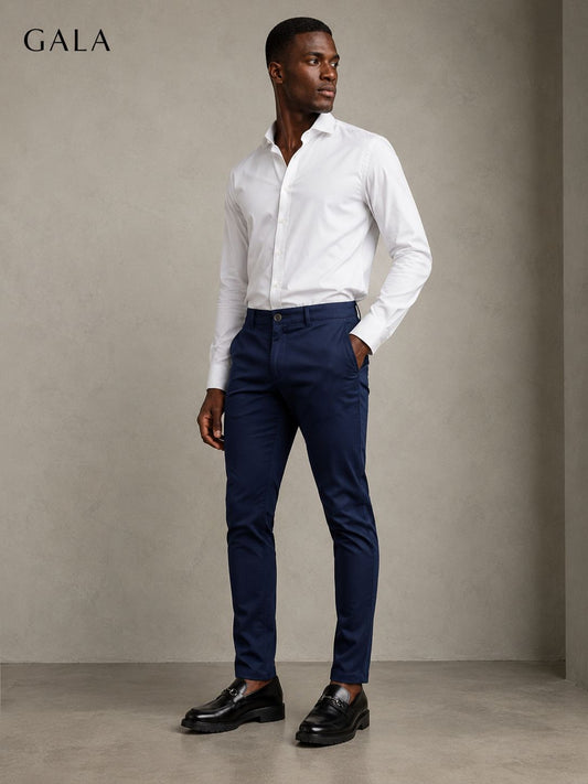 Pantalones de sarga de algodón europeu y elastano
